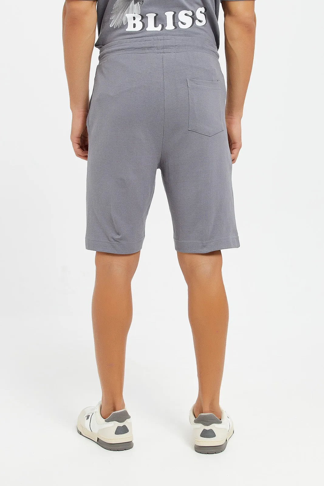 Men Grey Back Printed Lounge Shorts