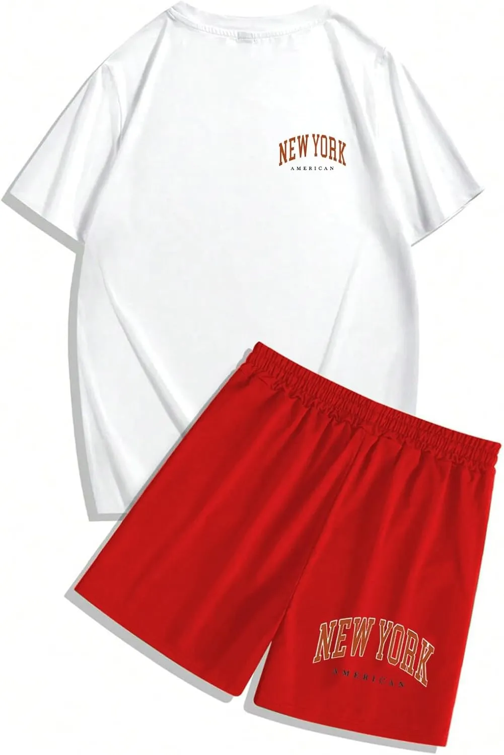 Mens Beach Outfits 2 Piece Shorts Short Sleeve New York Print Shirts And Shorts Loose Comfy Shorts Tracksuits
