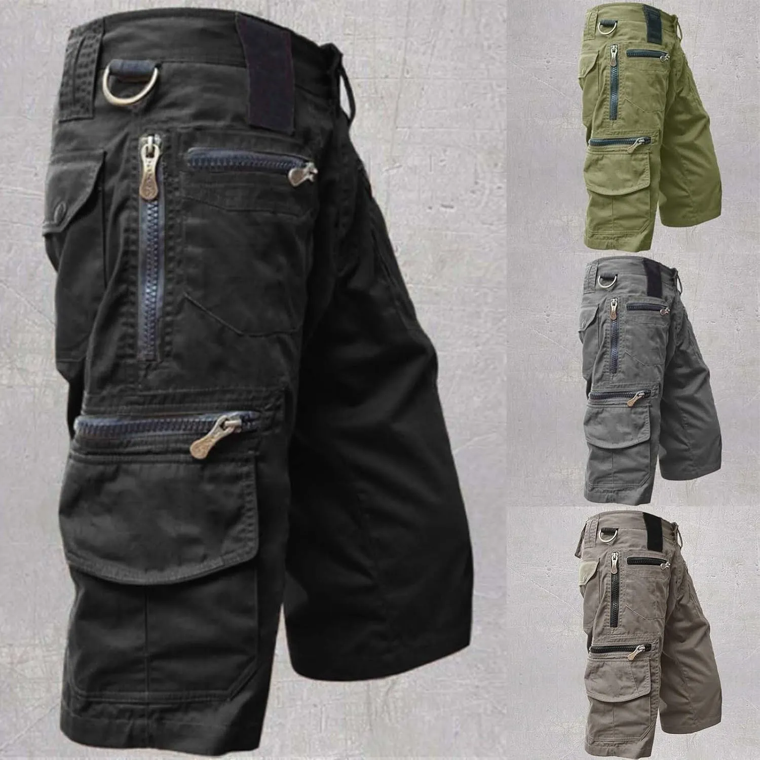 Mens Hiking Cargo Shorts Lightweight Cotton Quick Dry Shorts Multi Pockets Tactical Utility Outdoor Work Shorts
