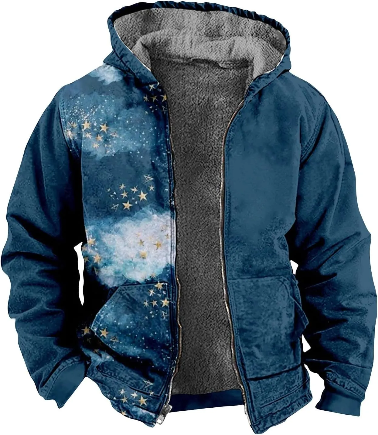 Men's Lightweight Novelty Coats Long Sleeve Zipper Hooded Relaxed Coat Hiking Jackets for Men