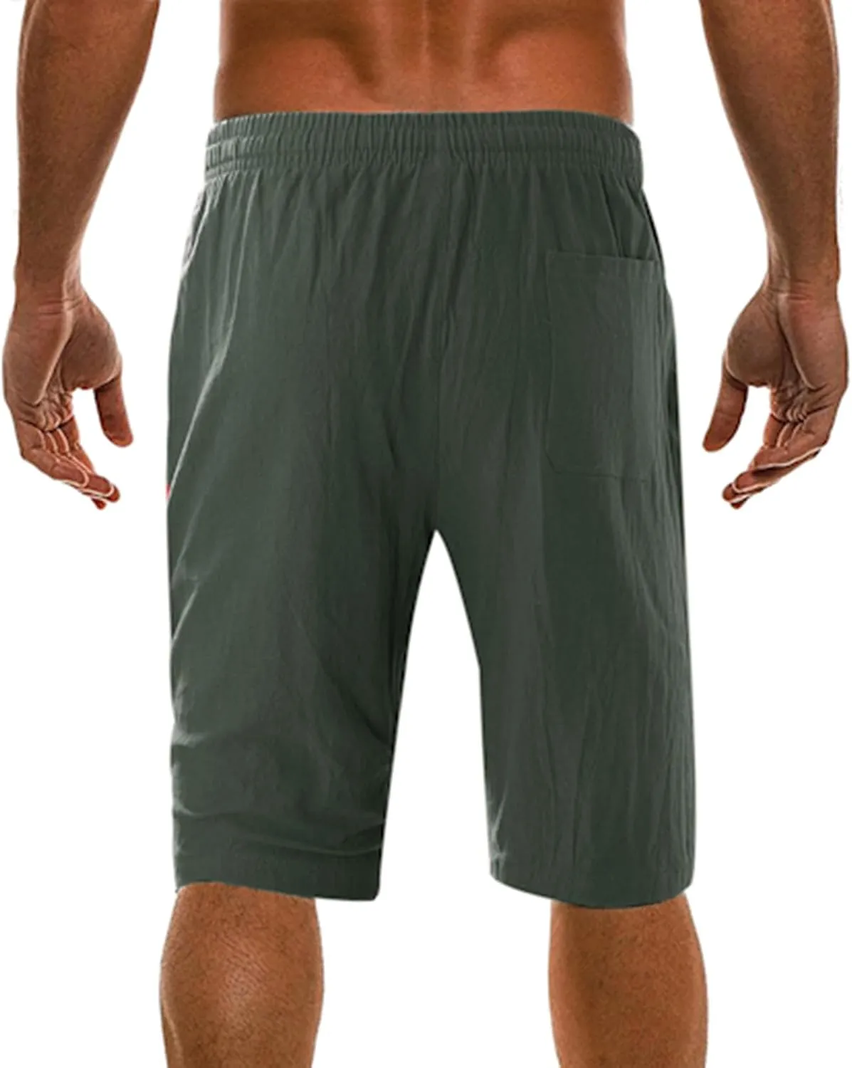 Men's Linen Shorts 2024 Flat Front Elastic Waist Shorts Summer Beach Vacation Shorts Lightweight Gym Workout Athletic Shorts