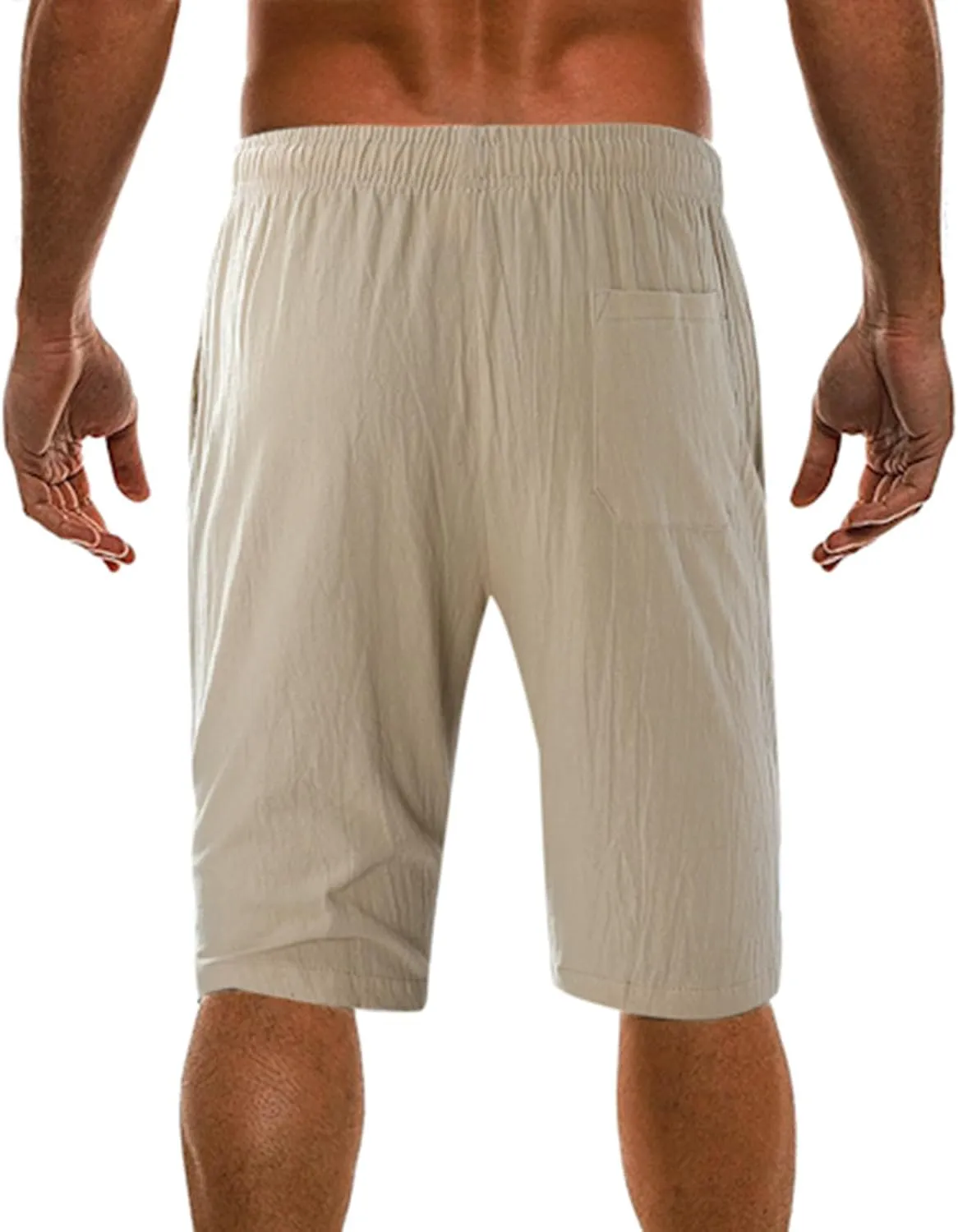 Men's Linen Shorts 2024 Flat Front Elastic Waist Shorts Summer Beach Vacation Shorts Lightweight Gym Workout Athletic Shorts