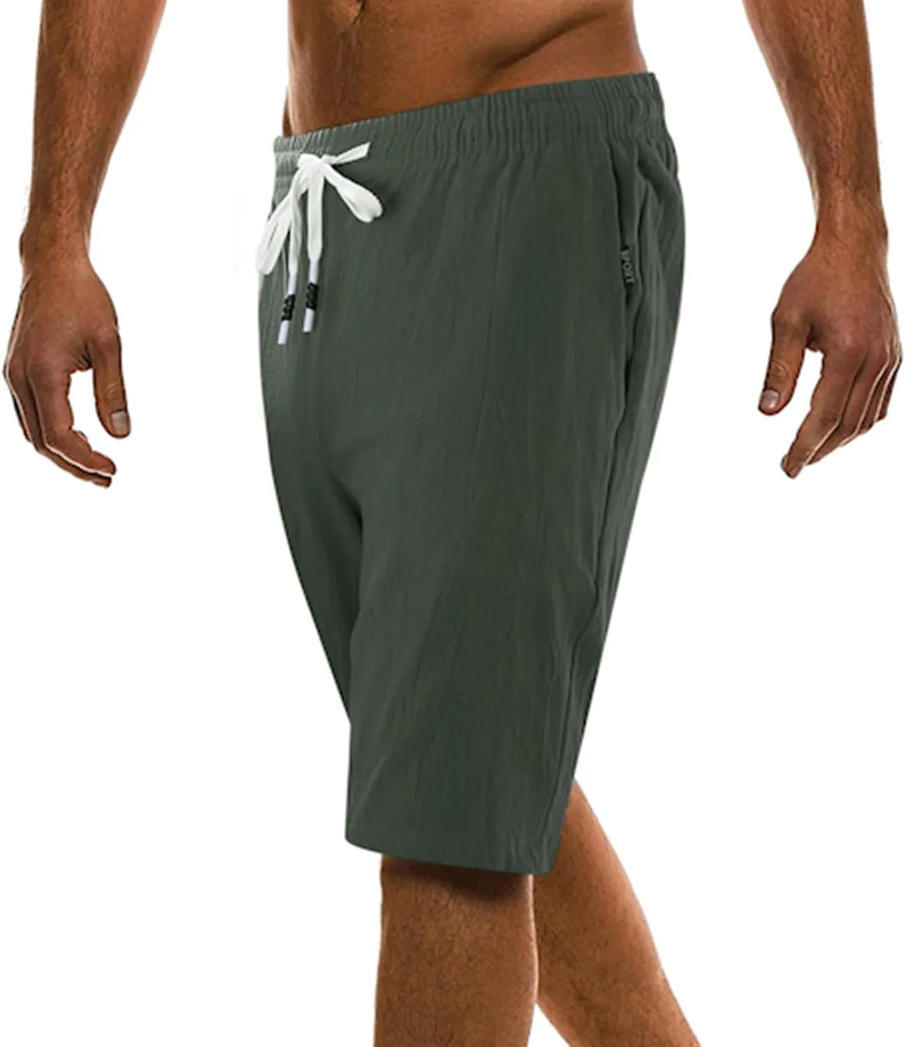 Men's Linen Shorts 2024 Flat Front Elastic Waist Shorts Summer Beach Vacation Shorts Lightweight Gym Workout Athletic Shorts