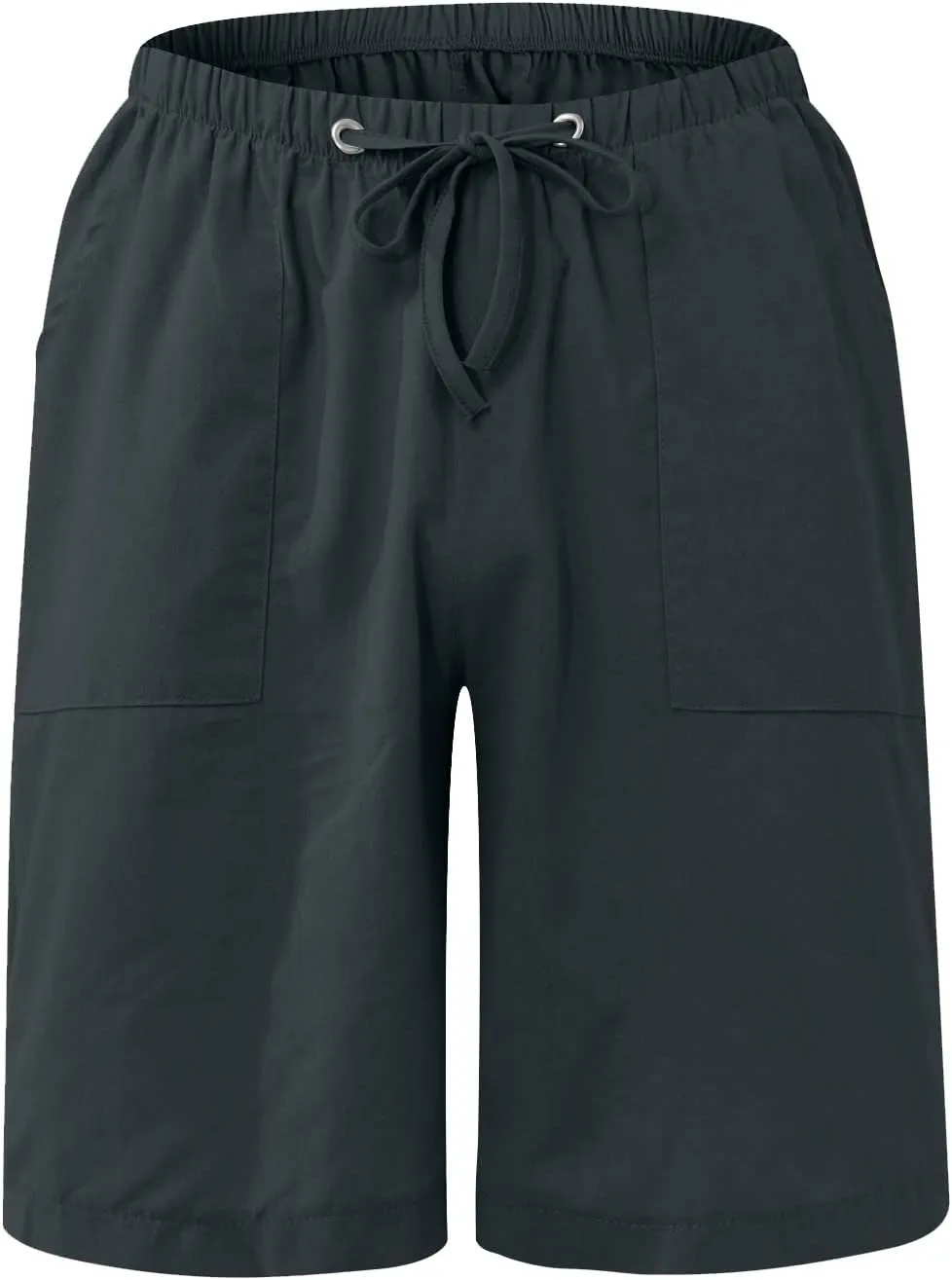 Men's Linen Shorts Casual Classic Short Elastic Waist Summer Beach Lightweight Board Slim-Fit with Pockets