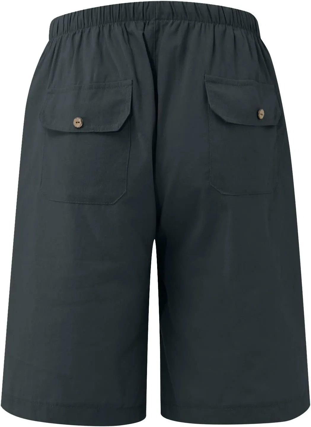 Men's Linen Shorts Casual Classic Short Elastic Waist Summer Beach Lightweight Board Slim-Fit with Pockets