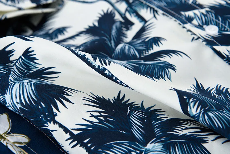 Mens Short Sleeve Hawaiian Fast drying Plus Size Summer Floral Shirt