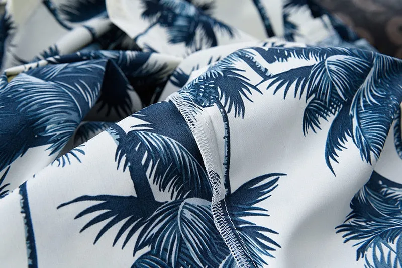 Mens Short Sleeve Hawaiian Fast drying Plus Size Summer Floral Shirt