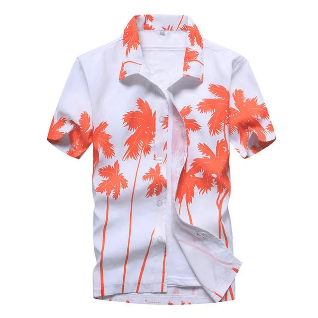 Mens Short Sleeve Hawaiian Fast drying Plus Size Summer Floral Shirt