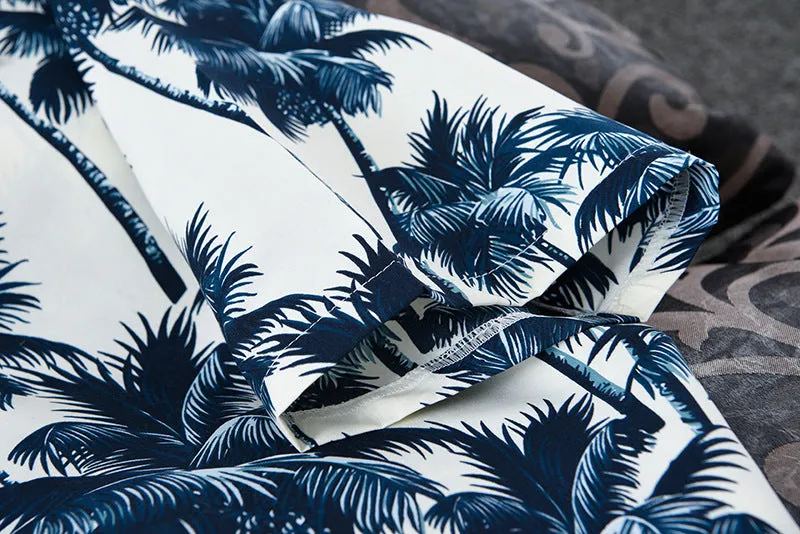 Mens Short Sleeve Hawaiian Fast drying Plus Size Summer Floral Shirt