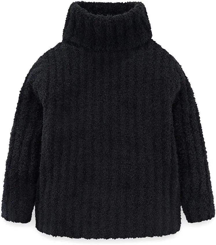 Mud Kingdom Neutral Kids Chenille Sweater for Boy Girl Winter Furry Turtleneck Tops Warm