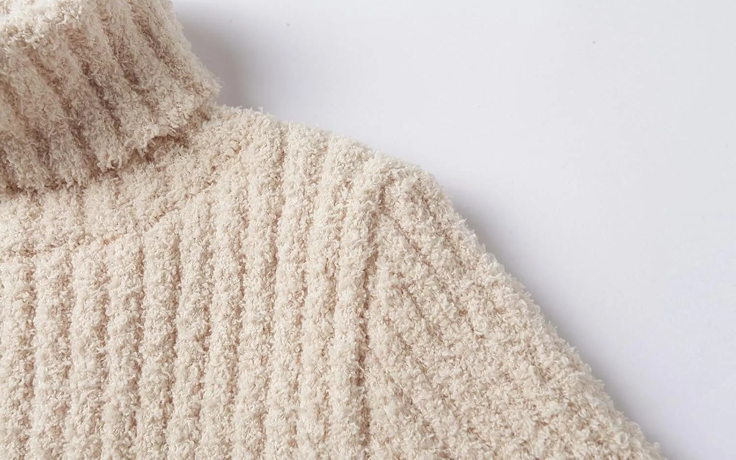 Mud Kingdom Neutral Kids Chenille Sweater for Boy Girl Winter Furry Turtleneck Tops Warm
