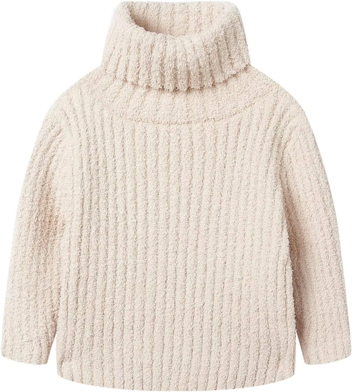 Mud Kingdom Neutral Kids Chenille Sweater for Boy Girl Winter Furry Turtleneck Tops Warm
