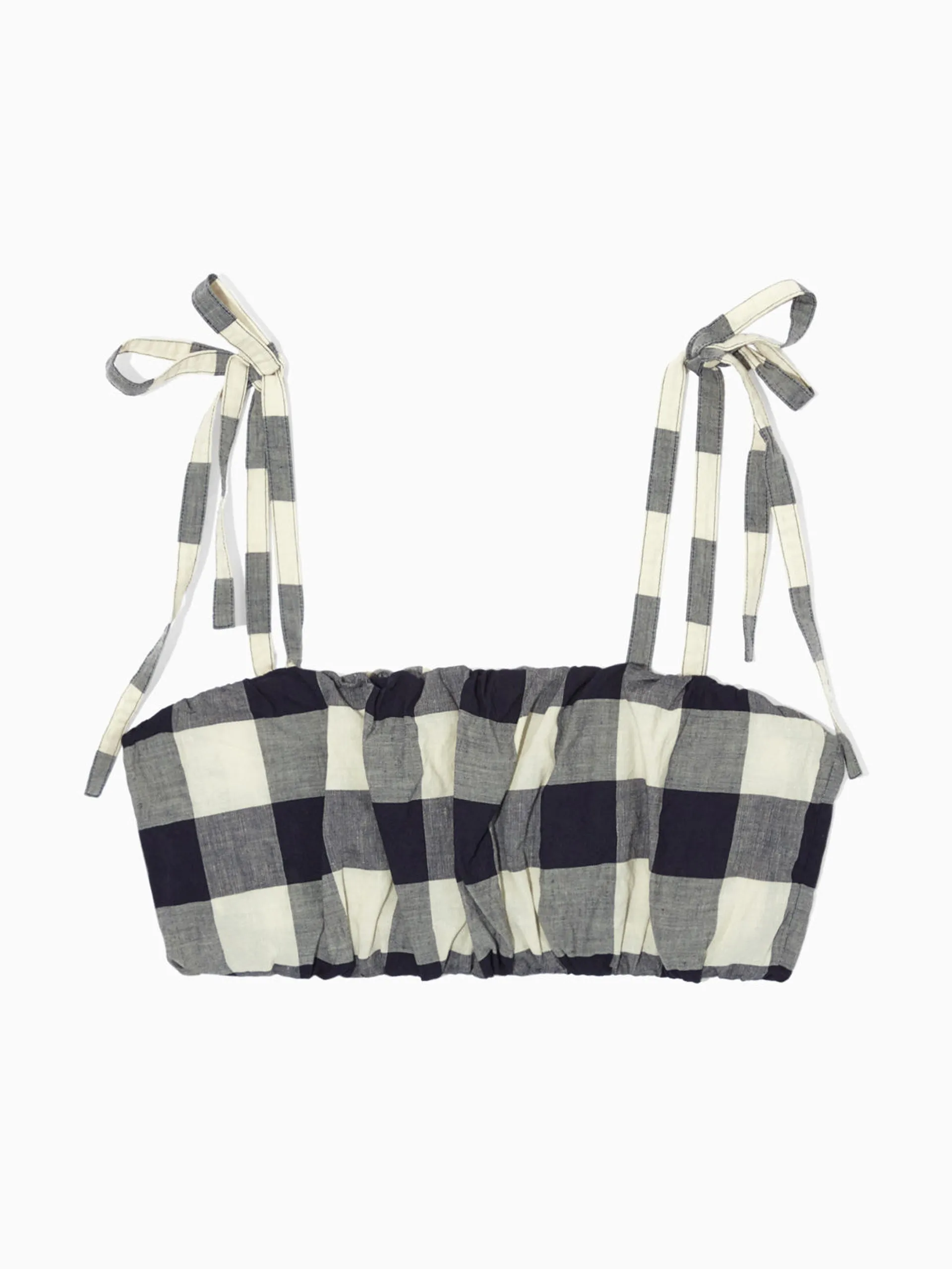 Navy and white gingham bra top