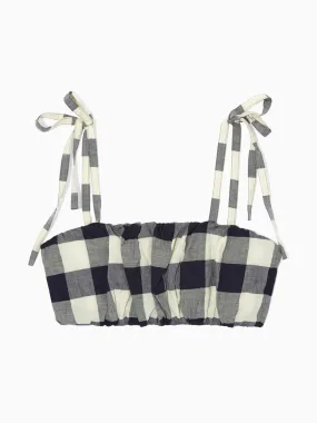 Navy and white gingham bra top