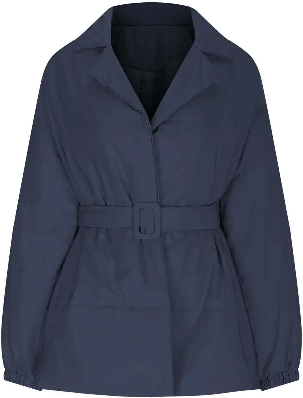 Open Front Down Jackets for Women Winter Puffer Coats Plus Size Baggy Lightweight Jacket & Belt Collared Warm Outwear