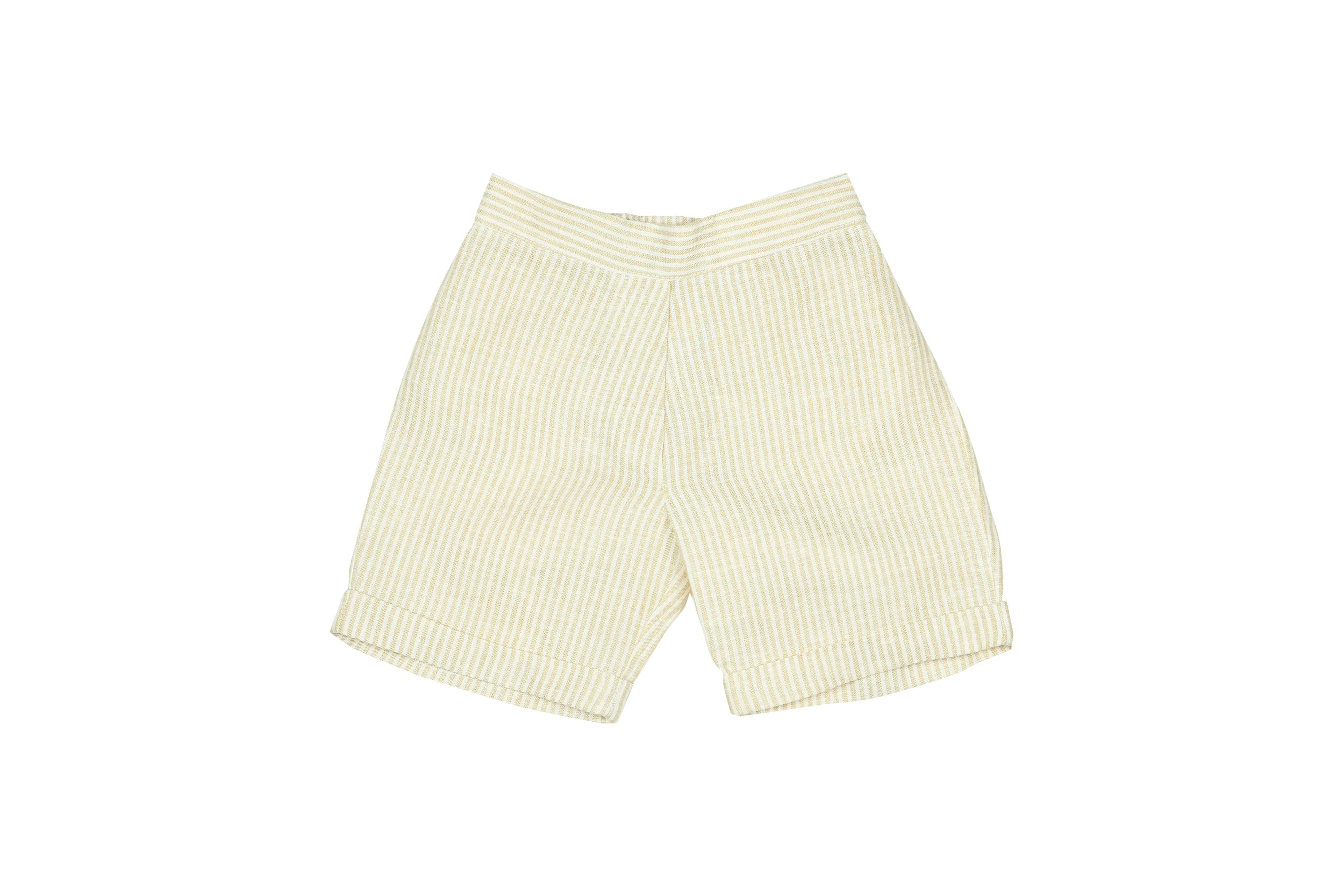 Paola Shorts - Linen Beige Stripes