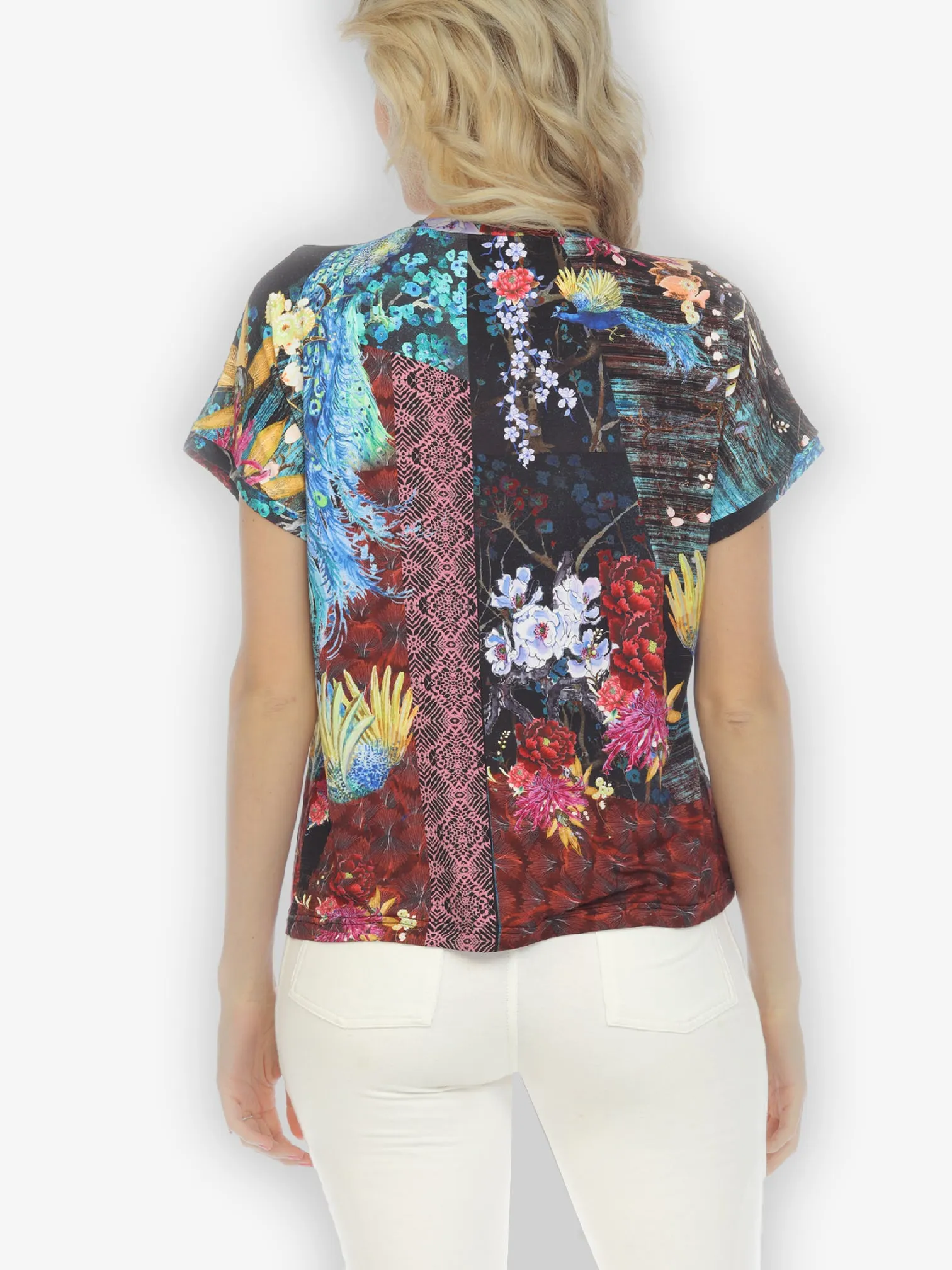Peacock Cherry Tree Cap Sleeves Tee
