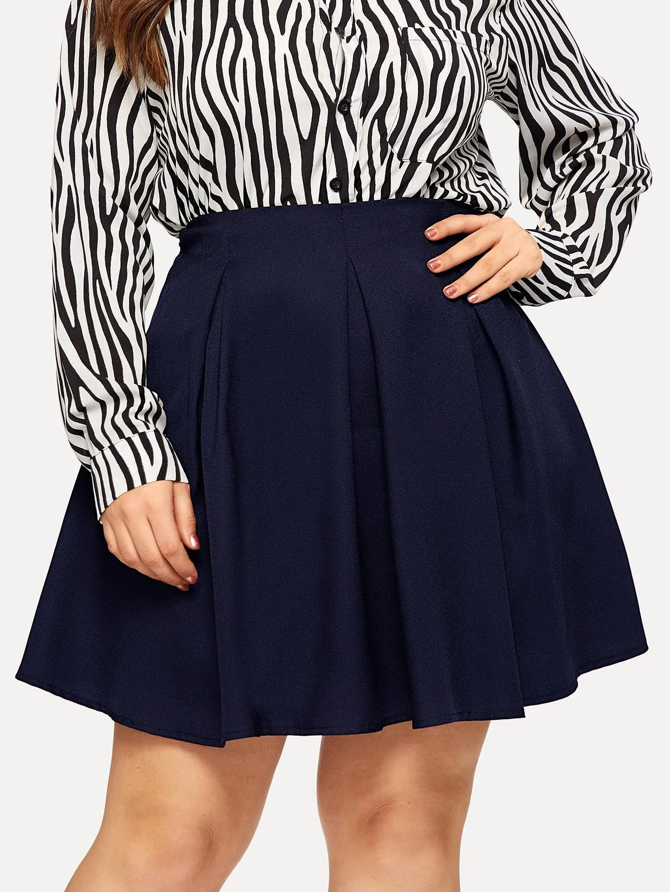Plus Zip Back Solid Skirt