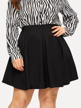 Plus Zip Back Solid Skirt