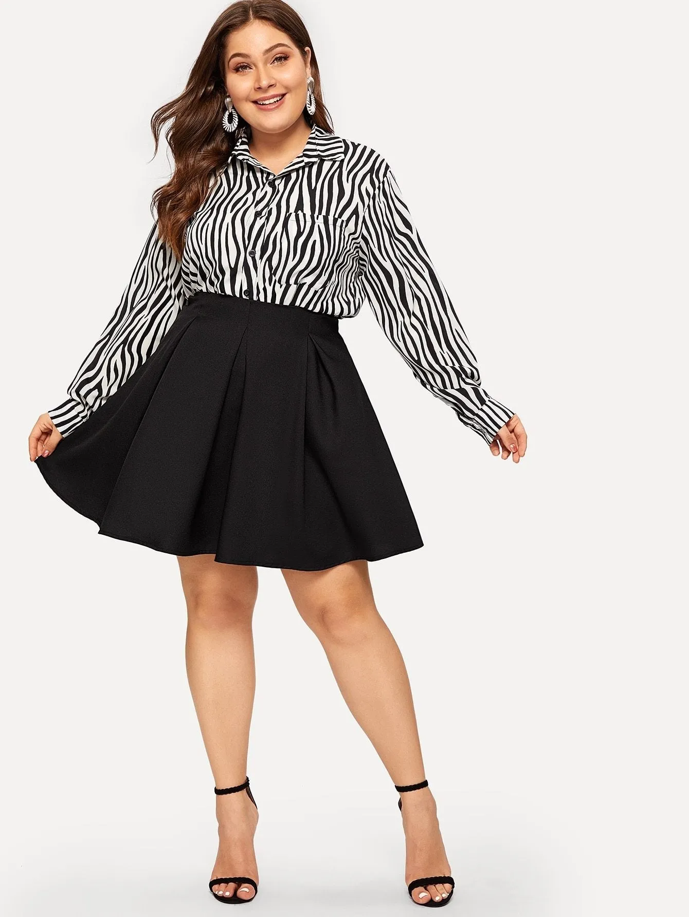 Plus Zip Back Solid Skirt