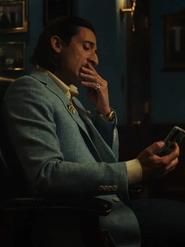 Poker Face 2023 Adrien Brody Blue Blazer