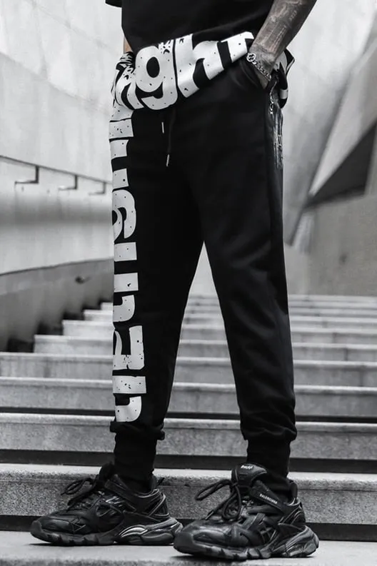 Printed Letter Drawstring Hip Hop Style Men Joggers