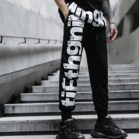 Printed Letter Drawstring Hip Hop Style Men Joggers