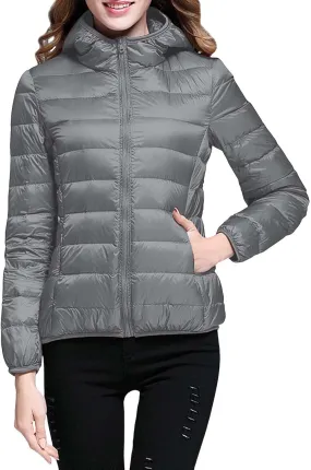 Puffer Jacket for Woman Packable Down Jacket for Women 2024 Winter Coat Ultra Lightweight Coat Hooded Warm Outerwear