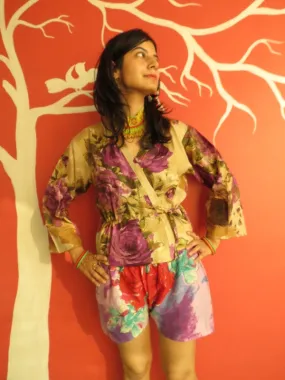 Purple Floral Shorts