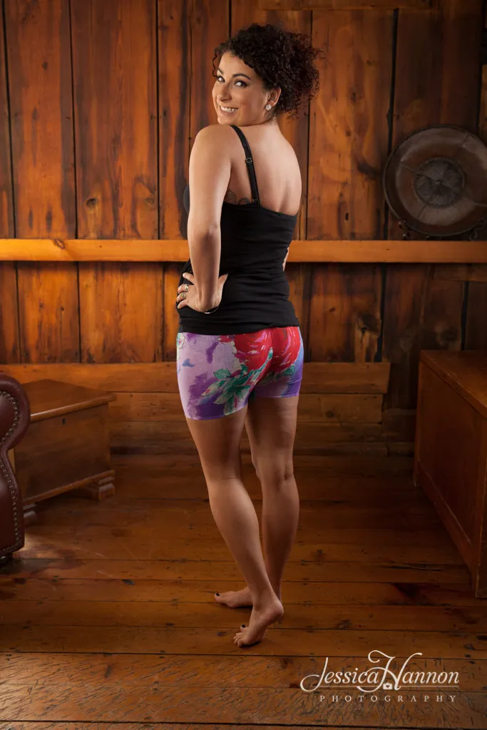Purple Floral Shorts