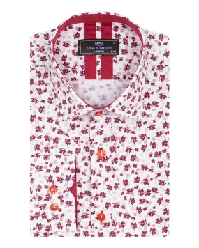 Red Floral Dotted Design Print Shirt