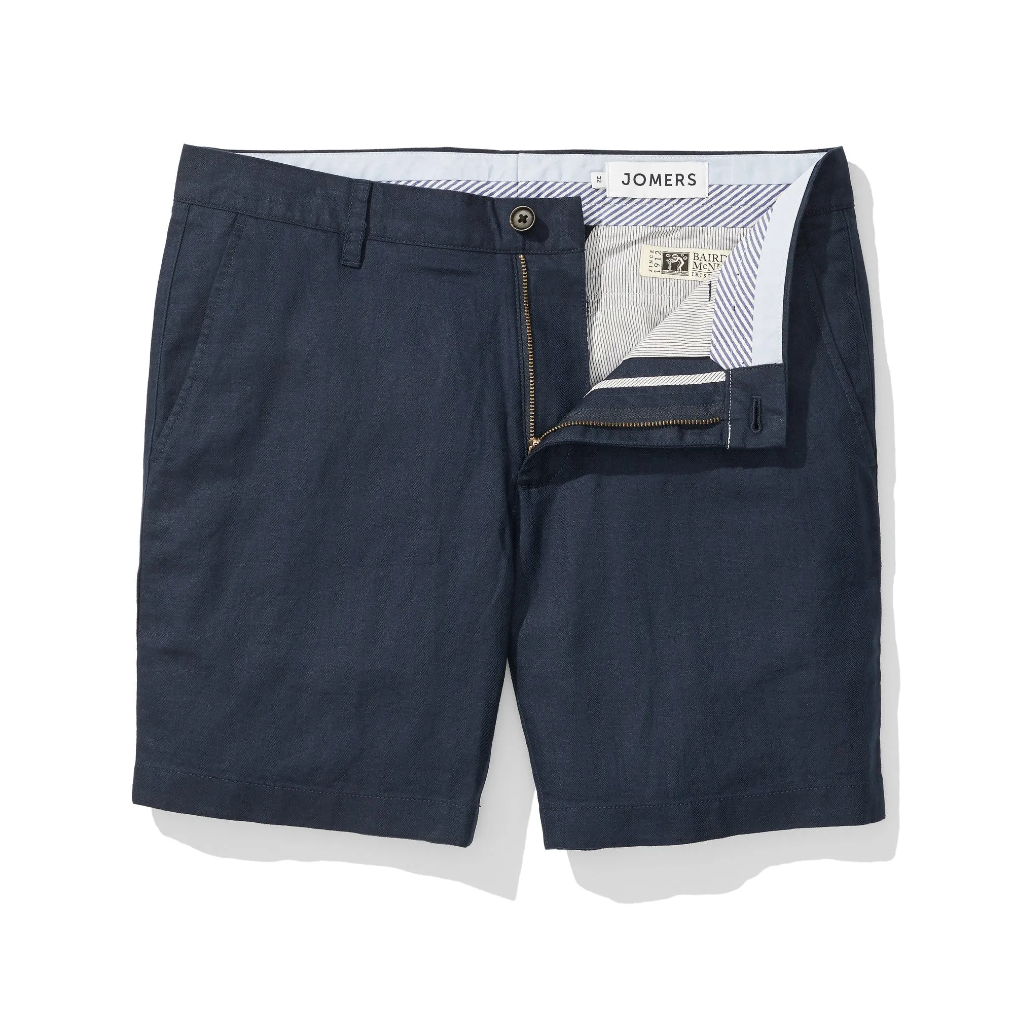 Rogers - Navy Herringbone Baird McNutt Linen Shorts