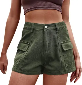 Rvidbe Womens Jean Shorts Juniors Casual Summer Comfy Mid Waisted Stretchy Ripped Denim Shorts with Pockets High Waisted Jean Shorts Women Shorts for Women High Waisted