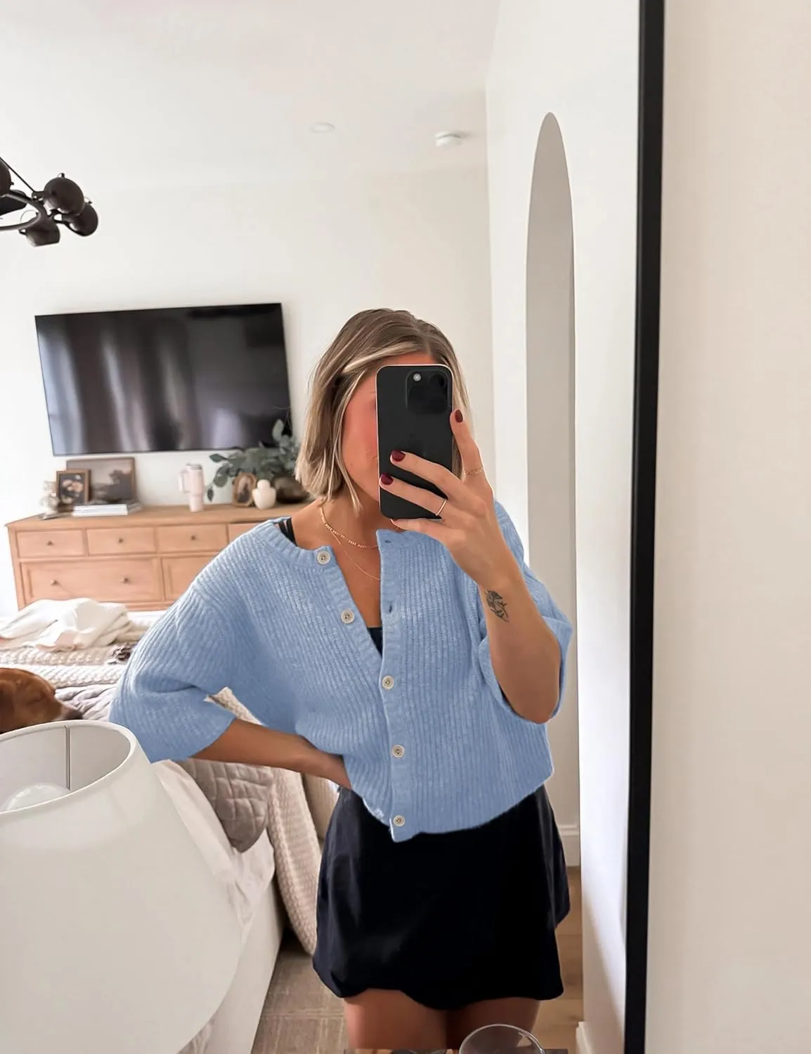 SCUSTY Women's Lightweight Cardigan Short Sleeve Button-Down Summer Cardigan Sweater