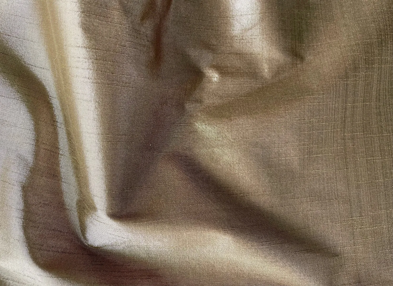 Slubbed & Subtle Metallic Antique Bronze Polyester Dupioni