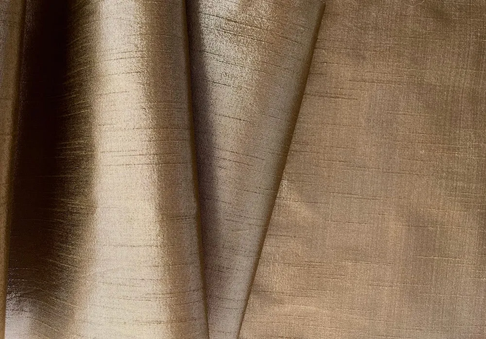 Slubbed & Subtle Metallic Antique Bronze Polyester Dupioni