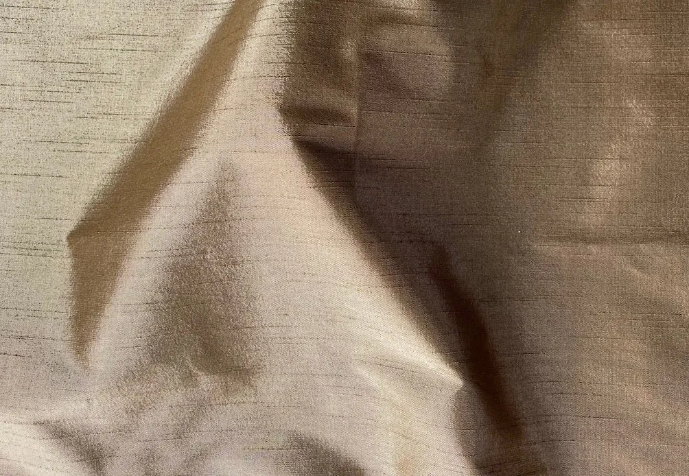 Slubbed & Subtle Metallic Antique Bronze Polyester Dupioni