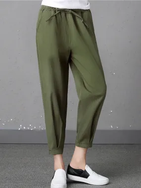 Stylish Women Drawstring Waist Solid Harem Pants