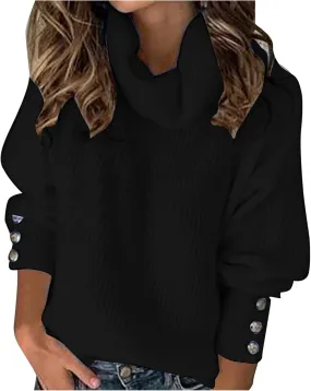 Turtleneck Pullover Tops Ladies Loose Large Size Thick Knitted Sweater Bottom Shirt Womens' Turtleneck Long Sleeve
