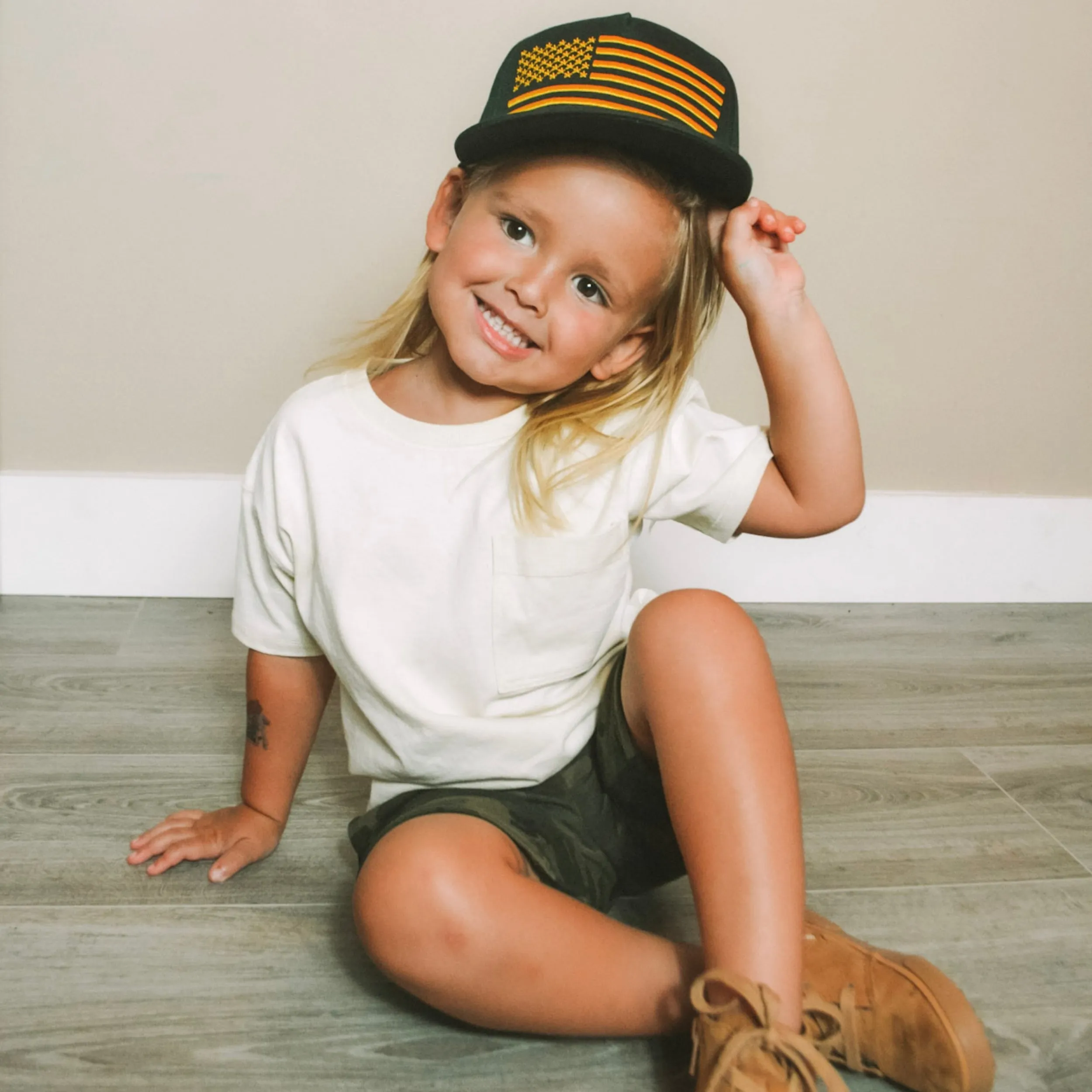 USA Gold Flag Trucker Hat
