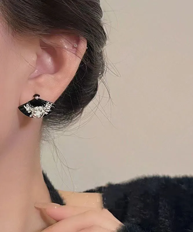 Vintage Gold Copper Sector Floral Stud Earrings DF1027