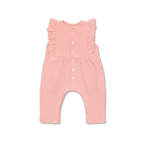Waffle Ruffle Coverall - Dusty Rose