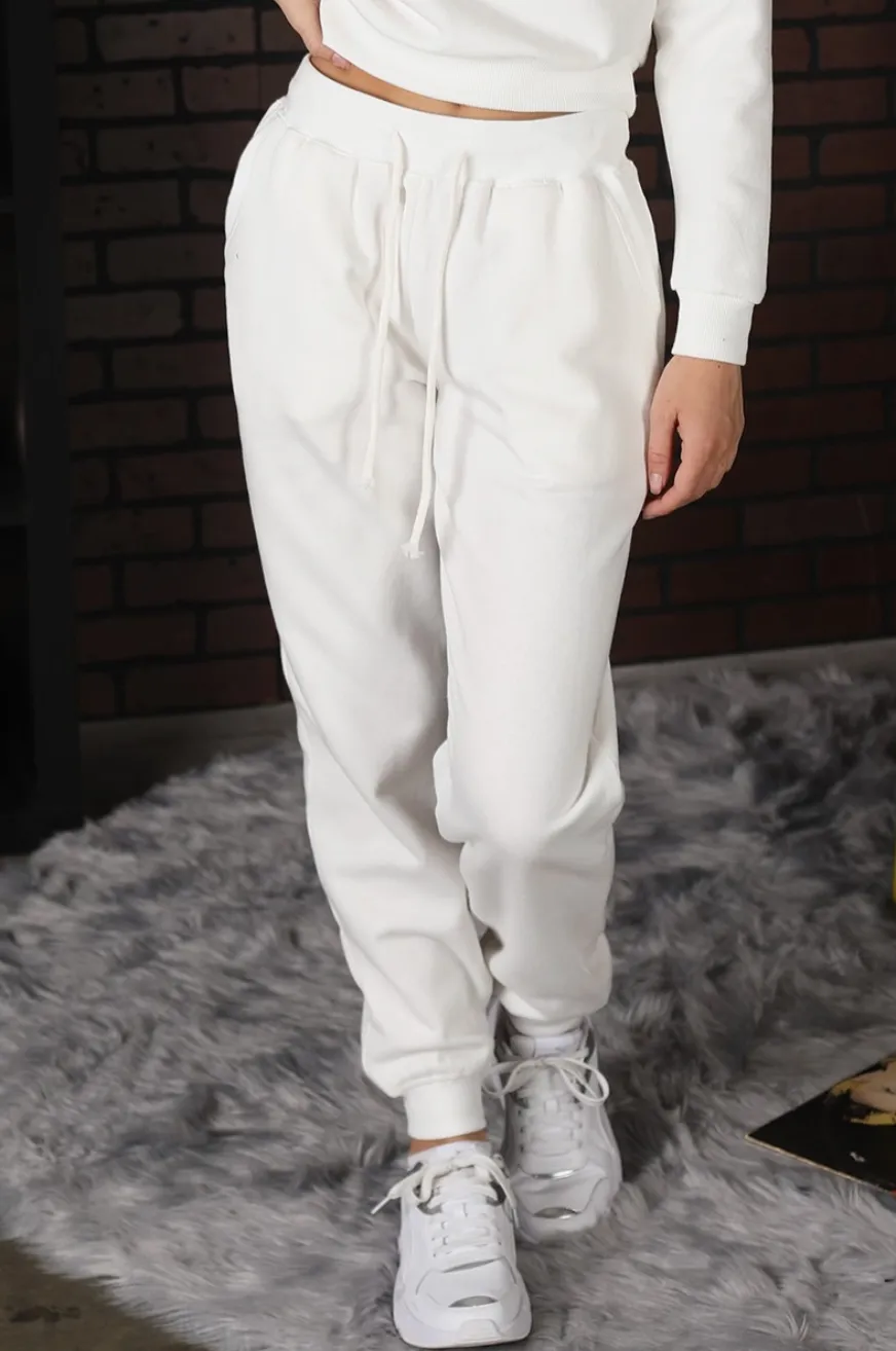 White Drawstring Jogger Pants
