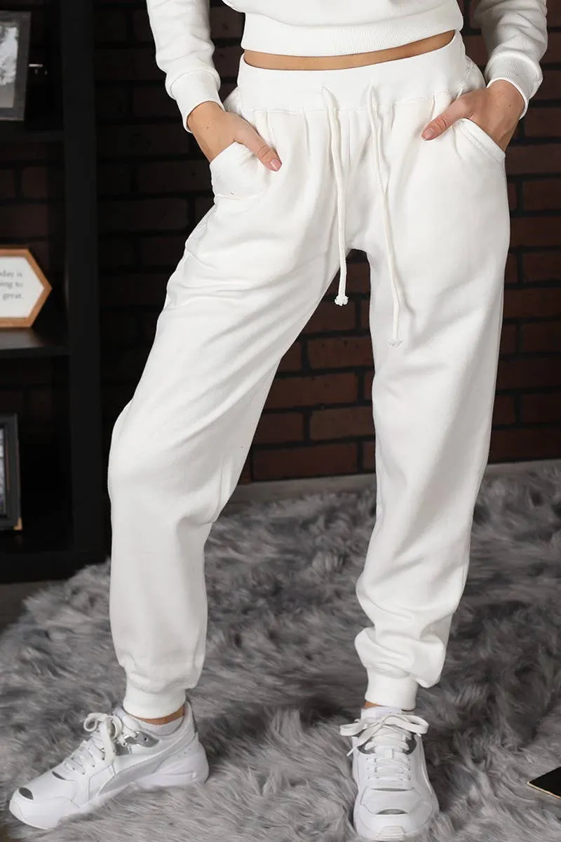 White Drawstring Jogger Pants