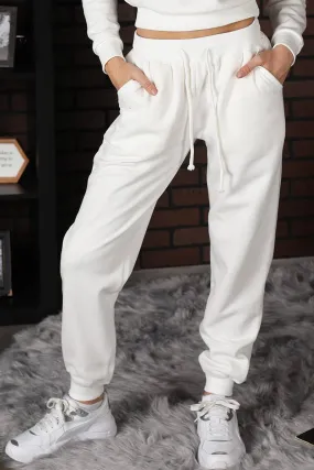 White Drawstring Jogger Pants