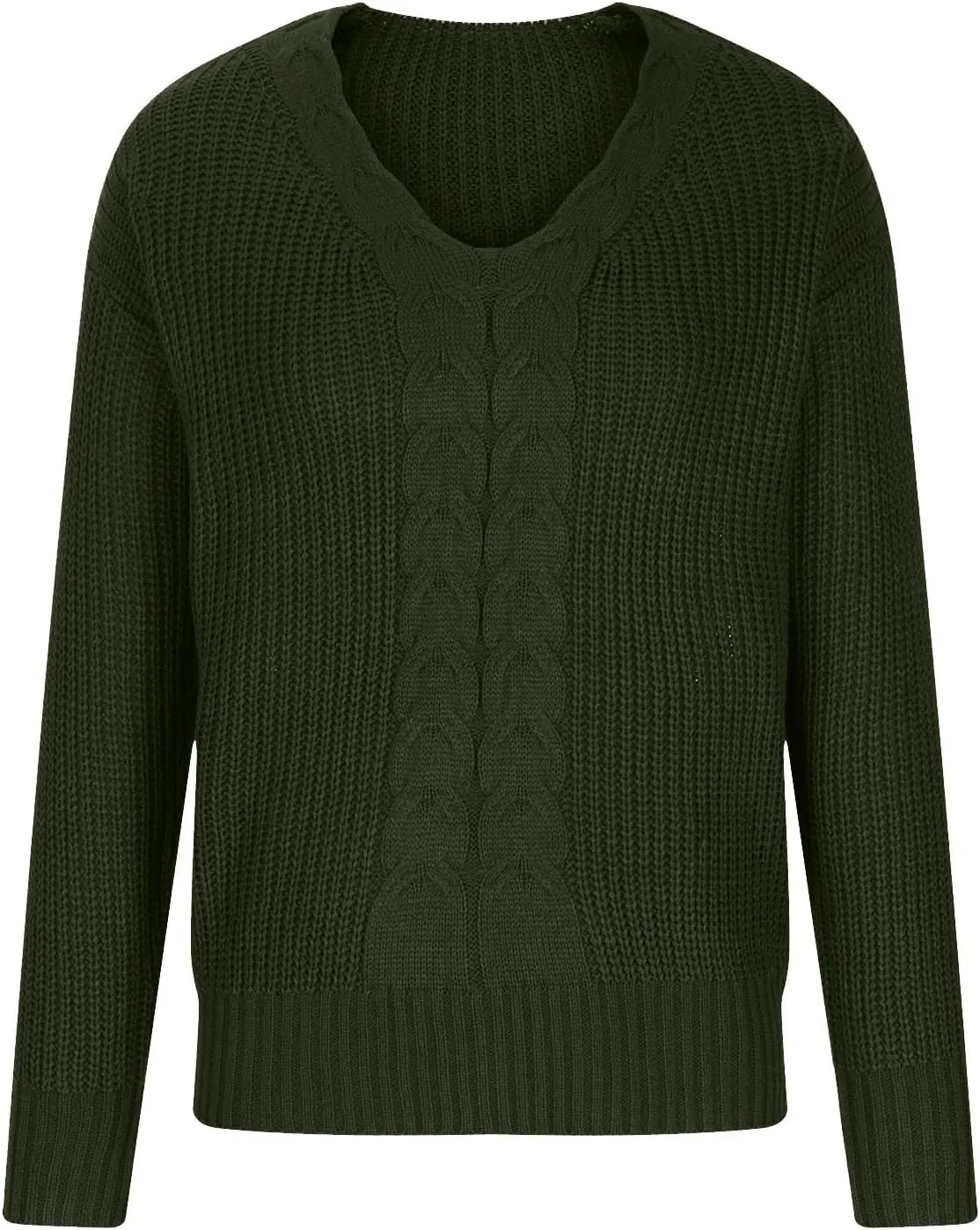 Womens Cable Knit Sweaters V Neck Sweater Tops Dressy Casual Long Sleeve Shirt 2024 Fall Winter Fashion Outfits S-3XL