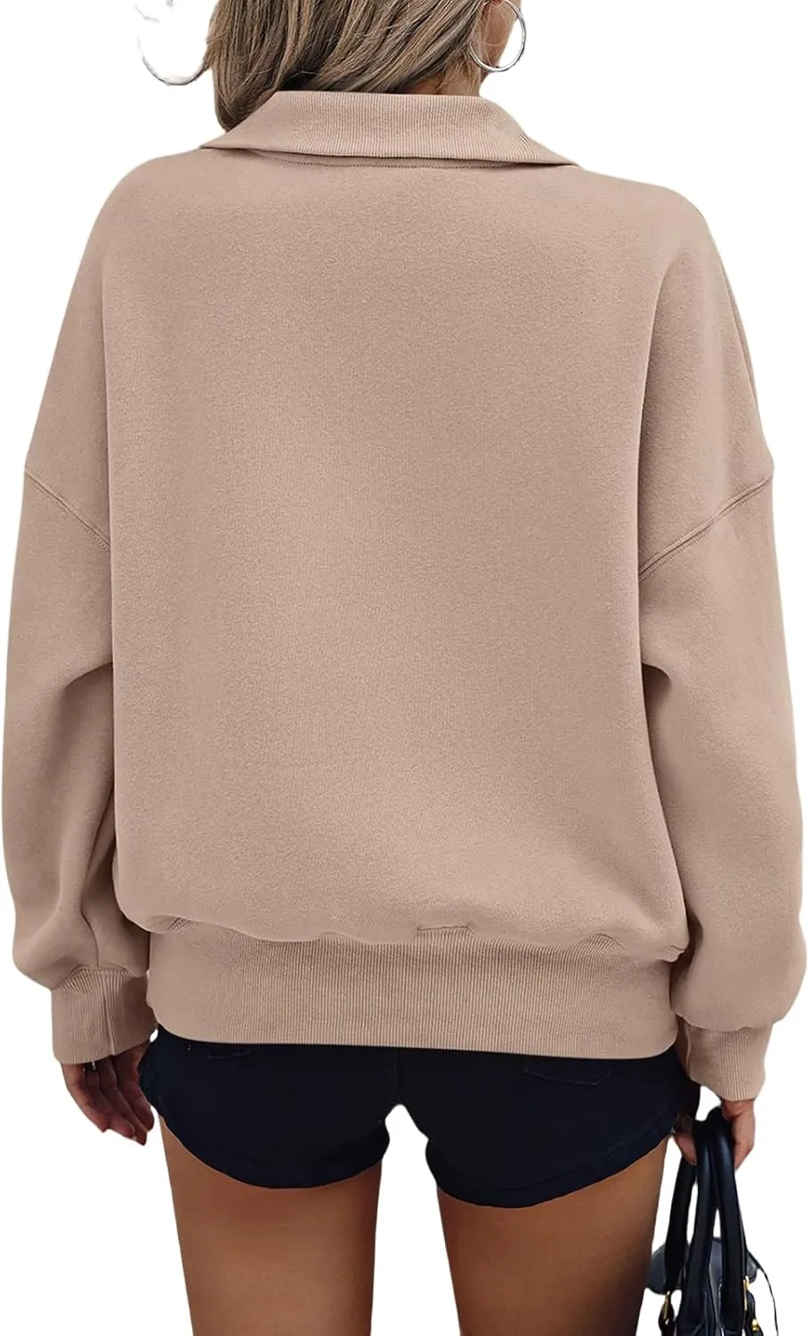 Womens Half Zip Sweatshirt Fleece Oversized Cropped Sweatshirt Long Sleeve Pullover Tops Fall Winter Outfits Clothes