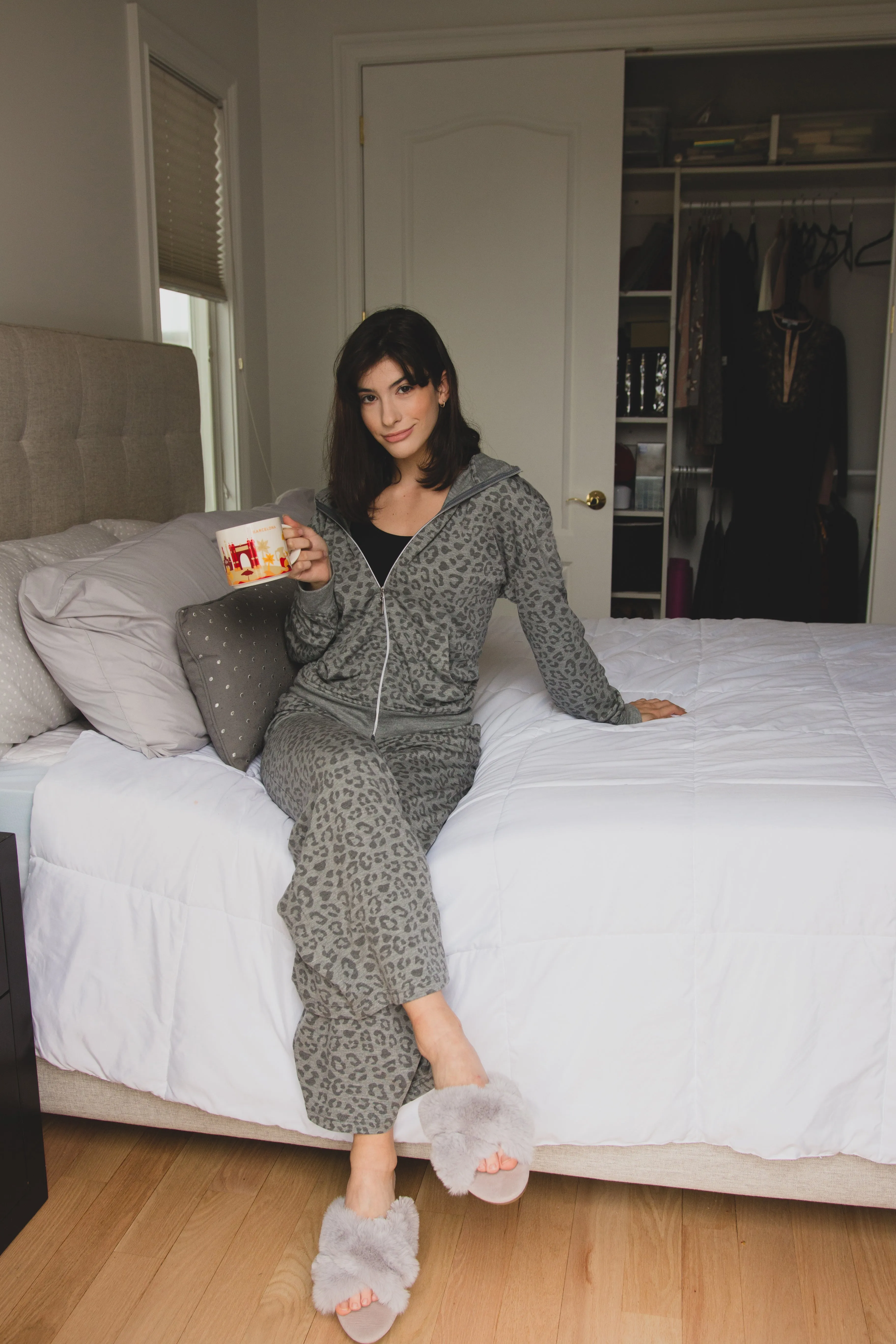 Women's Leopard Print French Terry Cloth Lounge Hoodie