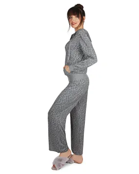Women's Leopard Print French Terry Cloth Lounge Hoodie