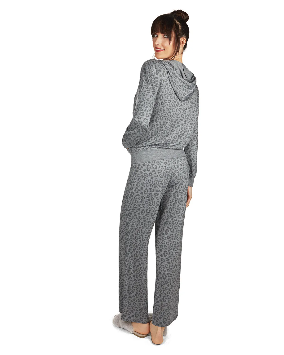 Women's Leopard Print French Terry Cloth Lounge Hoodie